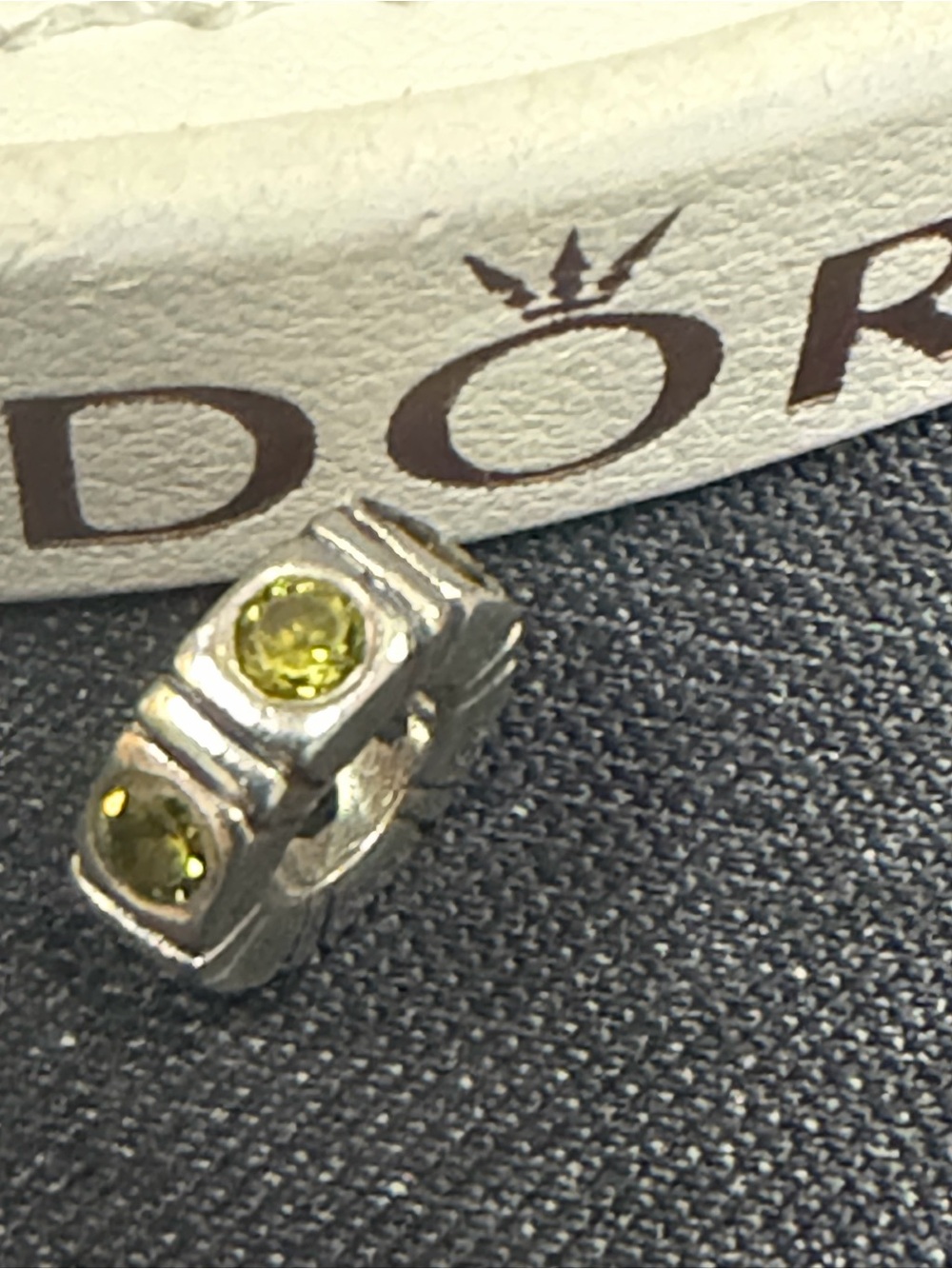 Authentic Pandora Peridot Green Spacer Charm silver